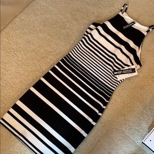 Black and White body-con tank dress